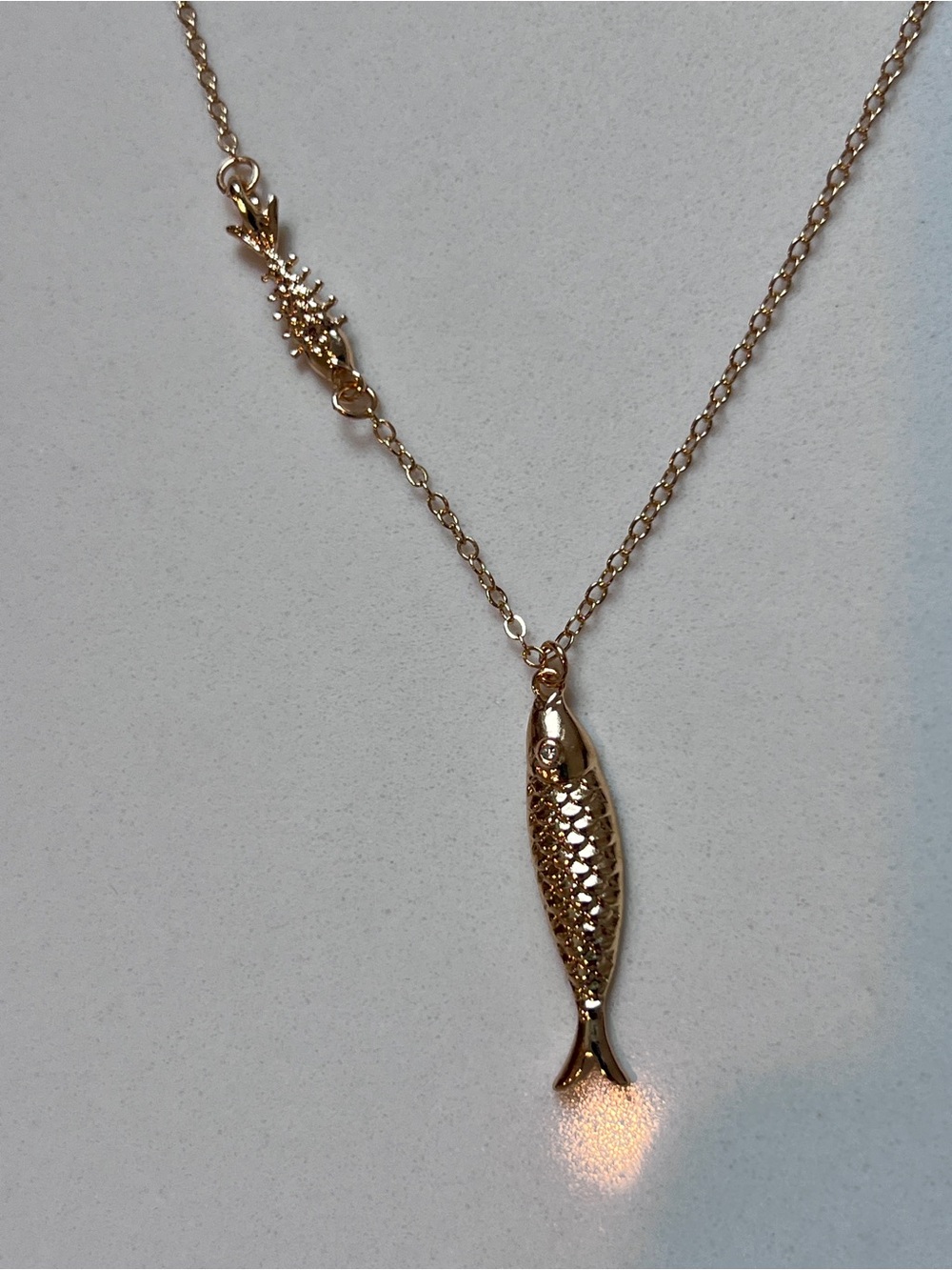 Gold Fish Charm Necklace